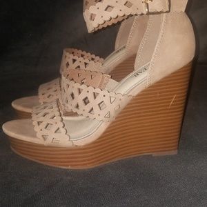 Tan wedge heels